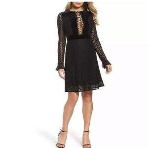 NWT FOXIEDOX velvet lace-up dress